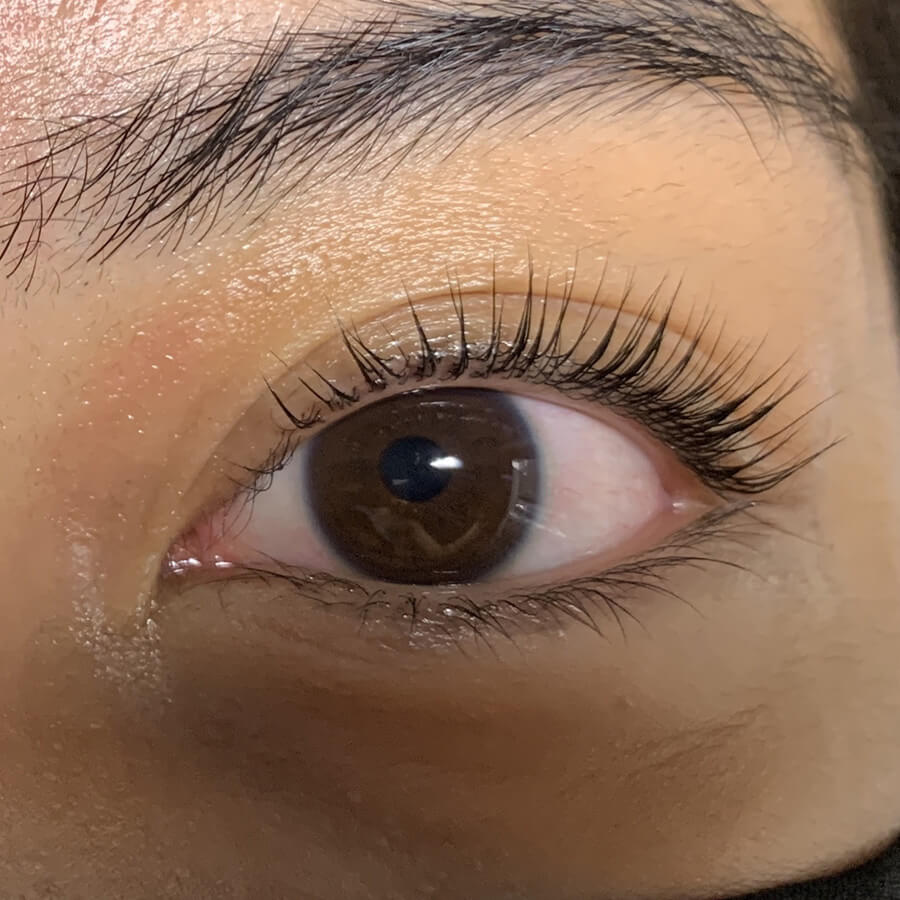 Up-close of client's lash lift and tint.