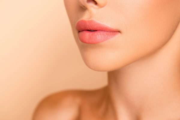 Up-close of client's enhanced lips.