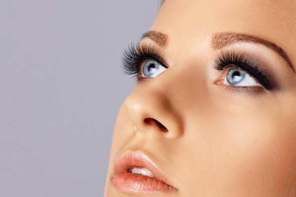 Up-close of client's volume lash extensions.